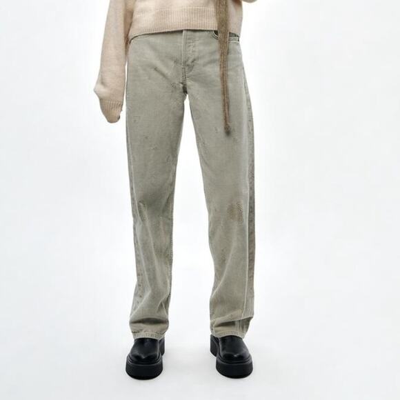 ZARA SLIM JACQUARD MID WAIST JEANS ZW COLLECTION - Picture 1 of 10